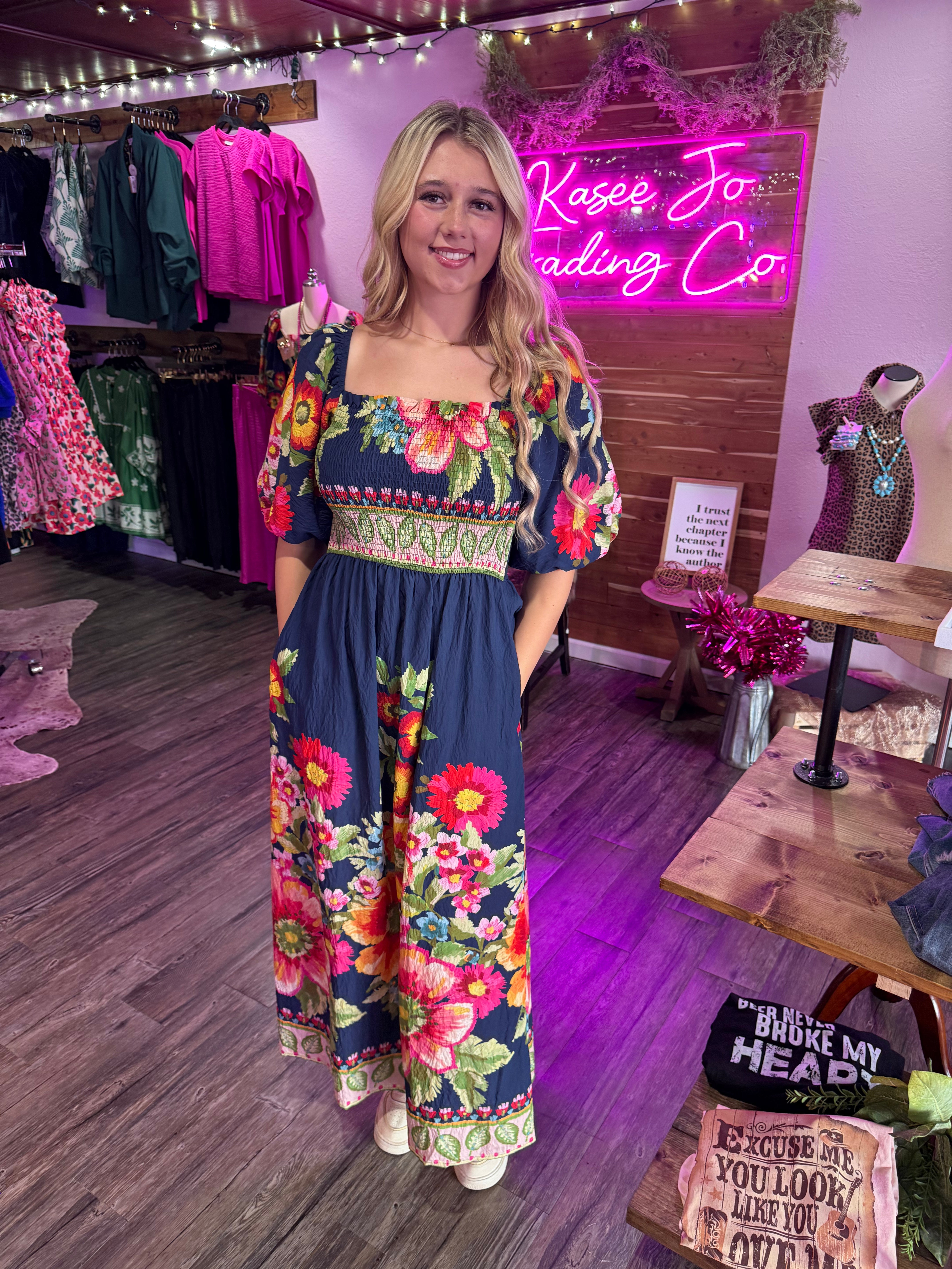Boho Navy Floral Dress – Kasee Jo Trading Co